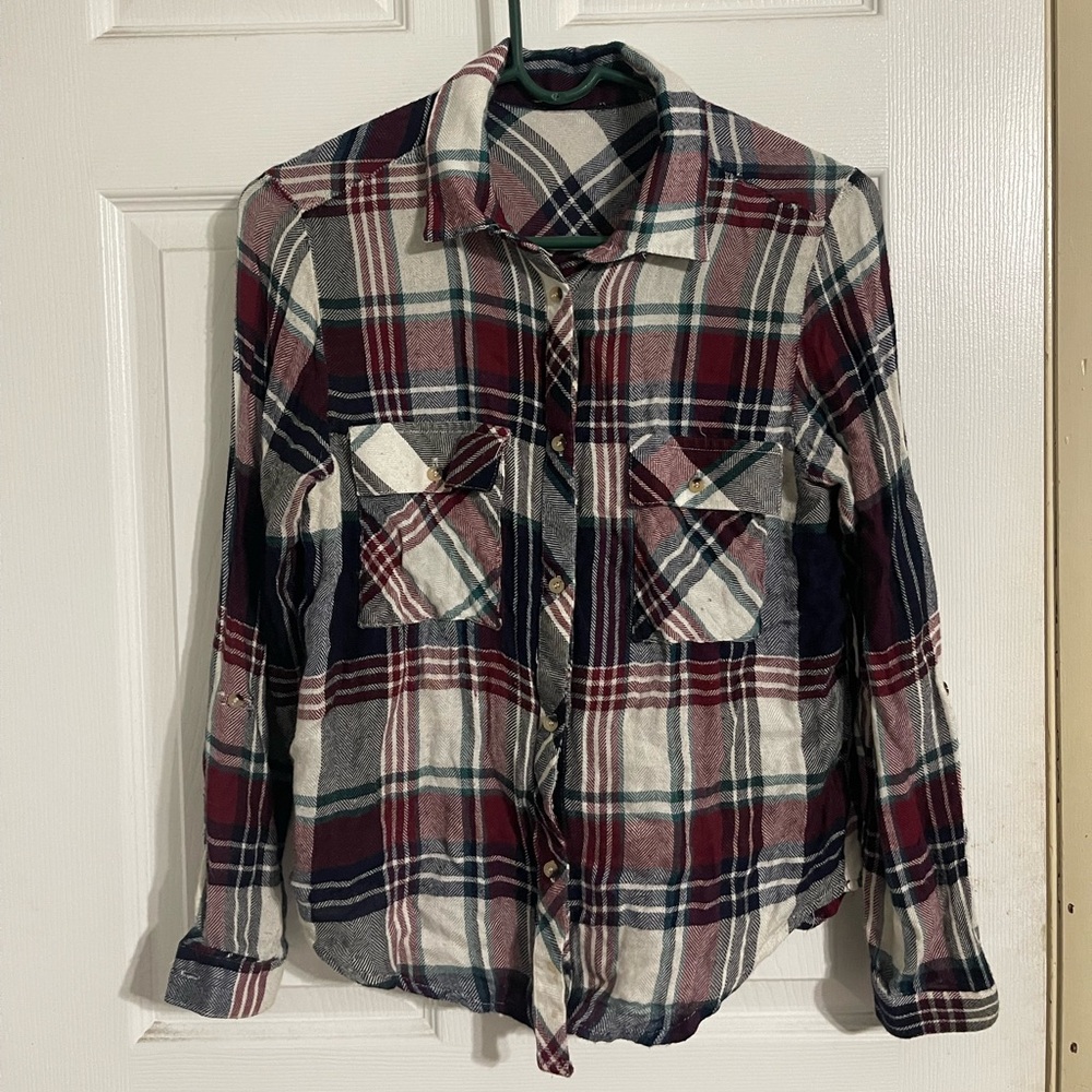 Buckle Red and Blue Plaid Button Down Shirt